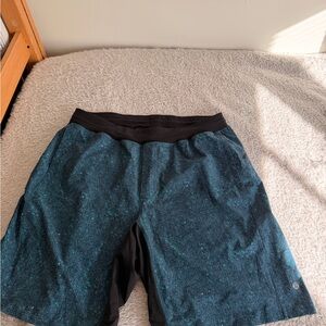 lululemon athletica Blue and Black Men Shorts